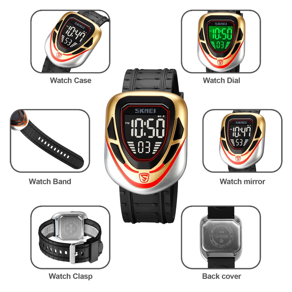 Skmei 1833 Men's Digital Sports Watch | Waterproof, Multi-Time Zone, Stopwatch, Alarm, LED Backlight